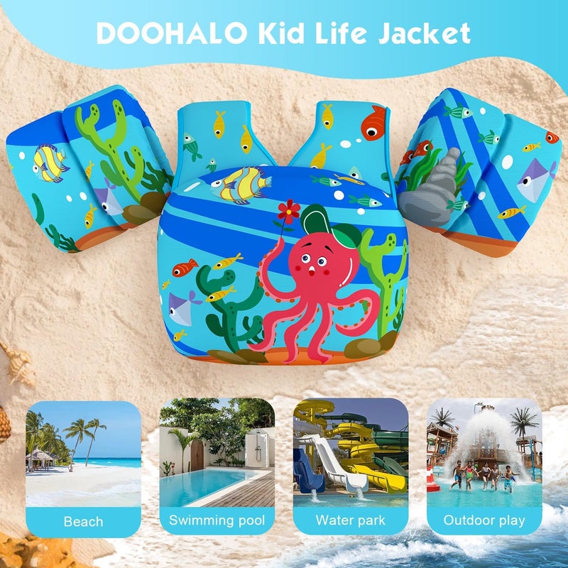 DOOHALO Kids Swim Floats for 28-70 Pounds Kid Arm Shoulder Float Vest Fit for 2-8 Years Older Boys Girls Toddler Baby Children - Image 4
